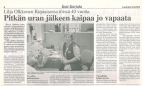 Lilja Olkkonen töissä Kupiaisen kaupassa 40 vuotta, juttu vuodelta 2003.
